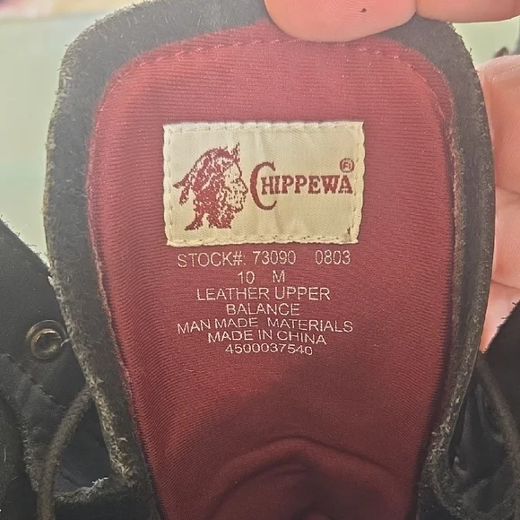 Chippewa Black Leather Lace-Up Work Boots - Picture 5 of 12